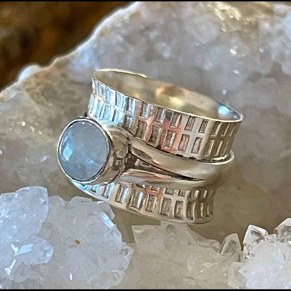 Rainbow Moonstone Sterling Silver Ring